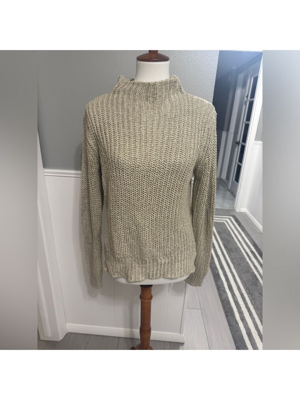 RD Style Women's Beige Sweater with Elbow Patch Detail Size M